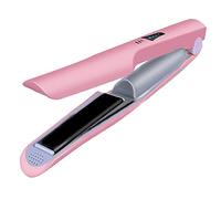 Mini Wireless Hair Straightener, USB Rechargeable Cordless Straighteners, 2 in 1 Flat Iron and Curler, Heats Up Quickly +Adjustable Temperature + Auto Shut-Off(Pink)
