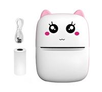 Mini Wireless Inkless Printer, Portable Mistake Correction Printer for Students, Cute Cat Design, Includes USB & Thermal Paper,