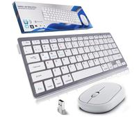 Mini Wireless Keyboard and Mouse Set, Bluetooth5.2+3.0+2.4G 3-Mode USB Cordless Keyboard and Silent Mouse Combo,Switch Across Three Devices for Mac,Computer,PC,Laptop,Battery-Powered,QWERTY US Layout
