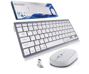 Mini Wireless Keyboard and Mouse Set, Bluetooth5.2+3.0+2.4G 3-Mode USB Cordless Keyboard and Silent Mouse Combo,Switch Across Three Devices for Mac,Computer,PC,Laptop,Battery-Powered,QWERTY US Layout