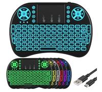 Mini Wireless Keyboard with Touchpad & 7 Colors Backlit, 2.4GHz Bluetooth Multi-media Keyboard Rechargeable Portable Keyboards with USB Receiver for PC Smart TV Box Laptop Android HTPC Remote Control