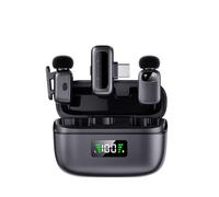 Mini Wireless Lavalier Mic for Android,iPhone, Excellent Sound Quality, AI intelligent Noise Reduction,Voice Changer, 30H Battery Life with Charging Case for Video Recording, Podcast, Interview