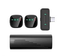 Mini Wireless Lavalier Microphone - 2.4GHz Noise Cancelling Lapel Mic with Battery Display, Mobile Phone Outdoor Live Microphone Video Recording Radio Drop Live Recording Creator
