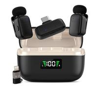 Mini Wireless Lavalier Microphone for iPhone/Android/iPad with USB-C Plug, 3-Level Noise Reduction, 30H Battery Life with Charging Case, AI Voice Charger, Perfect for Podcasting, Vlogging & Streaming