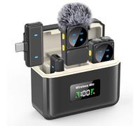 Mini Wireless Lavalier Microphone for iPhone iPad Android with Lightning/USB-C Plug, 80H Work Time Noise Reduction Lapel Mic for Recording, Clip Omni Lav Mic for Video Recording, Tiktok, Youtube, Vlog