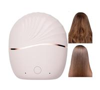 Mini Wireless Straightener - Pocket Straightening Comb | Portable USB Rechargeable Straightening Brush | 2 Temperature Settings, Anti-Burning Design for Straight and Curly Hair