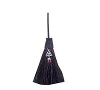 Mini Witch Broom with Faux Crystal Pendant Miniature Wicca Altar Broomstick Besoms Car Charm Halloween Witchcraft Decor