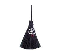 Mini Witch Broom With Faux Crystal Pendant Miniature Wicca Altar Broomstick Besoms Car Charm Witchcraft Accessories Halloween Decoration Props Wicca Broom