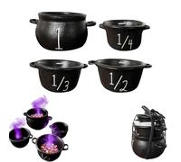 Mini Witch Cauldron Set,4PCS Stackable Halloween Black Cauldron Measuring Cups,Wizard Kitchen Measuring Cup Set,Halloween Candy Bowl,Cauldron Witchcraft for Halloween Table Party Decorations (4pcs)
