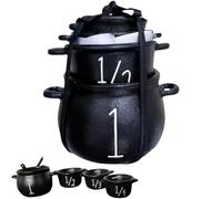 Mini Witch Cauldron Set for Halloween Decoration, Creative Wizard Kitchen Measuring Cup Set, Halloween Cookie Jar for Home Party Favors, Candy Cauldron Cups for Kitchen, Living Room Decor