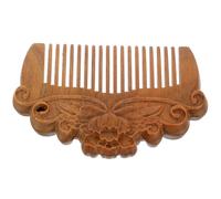 Mini Wood Hair Comb with Relief Carving for Women Daily Grooming | Solid Brown Timber, Smooth Teeth, Pocket Friendly Design, Gentle Detangling, Anti-static Care, Elegant Dressing Table Display