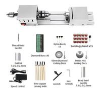 Mini Wood Lathe Machine DIY Woodworking Miniature Buddha Pearl Lathe Grinding Polishing Beads Wood Drill Rotary Tool 12-24V DC 110V-3