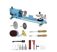 Mini Wood Lathe Machine Infinite Speed Control Multi-Purpose Type For Desktop Supports Wood Sawing, Polishing, Grinding The Professional Set Of Accessories Comes With Instructions For Easy Use