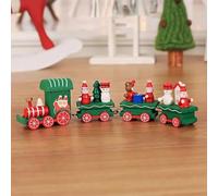 Mini Wooden Christmas Train Ornament Delightful Santa Claus, Snowman & Bear for Festive Events (Green)
