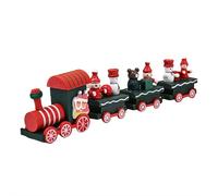Mini Wooden Christmas Train with Snowman, Mini Train Ornaments Kids Present Toys for Christmas Party, Mini 4- Section Trains Toy for Kids Xmas Party Decoration Home Décor (green)