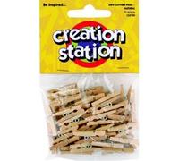 Mini Wooden Clothes Pegs - Natural