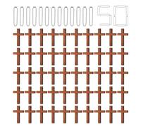 Mini Wooden Cross Pendant, Jewelry Making Cross Charm, 50pcs Assorted Charm Ornament with Chains, Fine Polished Craftsmanship, Craft Component, 4.4x3cm for Home Workshop
