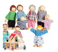 Mini Wooden Dolls Set - 8pcs Bendable, People Figures, Fun Role Play Toy | Engaging Activity Supporting Preschool Girls Boys Imaginative Play Learning Story Creation Home Nursery Bedroom
