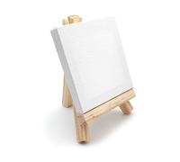 Mini Wooden Easel with Canvas 8 x 8 cm - Painting and Decoration Set - Ideal for Painting Mini Paintings or Place Cards - Perfect for Weddings, Parties and Creative Events