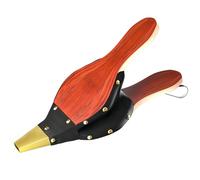 Mini Wooden Fireplace Bellows 12" x 4.92" Wood Air Bellows Manual Air Blower Fast Fire Starter with Hanging Leather Strap for BBQ, Fireplace and Wood Stove, Brown