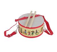 Mini Wooden Handheld Hand Drum, Child Toy Percussion Instrument, Compact Musical Drum with Shoulder Strap and Pretty Patterns, for Singing Dancing and Kids Games