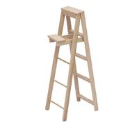 Mini Wooden Ladder Miniature Model Wooden Ladder Dollhouse DIY Mini Red White Creative(Beige2)