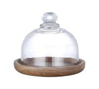 Mini Wooden Pastry Stand - Stylish Tray for Desserts | Party Cake Plate with Protective Dome, Perfect for Fruits, Food Presentation, Birthday Celebration, Wedding Reception and Kitchen Display