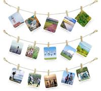 Mini Wooden Pegs, Photo String with Clips, DWUEN 150PCS mini pegs for photos with 5 Wooden Pushpins and 3 Pack Jute Mini Pegs And String For Photos, Craft, Weddings & Party Decorations