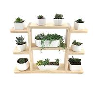 Mini Wooden Plant Flower Stand, Bay Window Flower Pot Racks Display Ladder Shelf Nursery Succulent Plants Garden Decorative Storage Shelving Unit for Indoor and Outdoor,Beige2