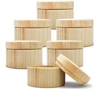 Mini Wooden Round Boxes with Lid 3''x2'' Set 6 pcs - Blank Storage Wood Craft Box Unpainted Unfinished DIY - Small Circle Boxes Crafts to Paint