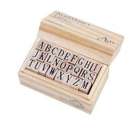 Mini Wooden Rubber Stamps - 26Pcs Small Wooden Rubber Stamps, Rubber Alphabet and Number Rubber Stamps with Wooden Box for Card Making, DIY Craft, Scrapbooking Supplie