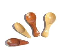 Mini Wooden Spoons Small Wooden Condiment Spoon for Salt Sugar Honey Pepper Coffee Ice Cream Cute Little Wood Scoops for Canisters Cute Handmade Honey Spoon for Tea Spices (4 pcs,spatula spoon)