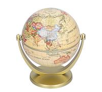 Mini World Map Globe English Edition Rotating Desktop Earth Geography Globe Teaching Tool for Home School Office Educational Use Plastic Material Vintage Style 6.9oz Weight