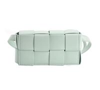 Mini Woven Crossbody Bag for Women, Square Shoulder Handbag Leather Clutch Purse Cute Fanny Packs with Adjustable Belt, Mint Green, Woven Shoulder Bag