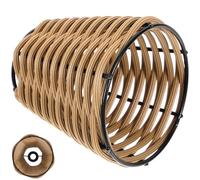 Mini Woven Lampshade Coffee Rattan Lamp Shade for Table Lighting | Plastic Bamboo PVC Build, 8mm Hole Diameter, Light Diffusion, Office Cafe Use
