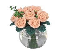 Mini Yellow Roses Dollhouse Miniature Flower Pot Decoration Romantic Environment Set for 1:12 Dolls House