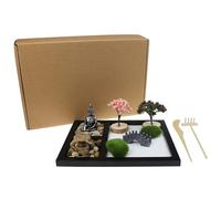 Mini Zen Sand Garden Kit for Desk, Sand Tray with Rakes and Buddha Figures, Meditation Office Decor(Style 1)