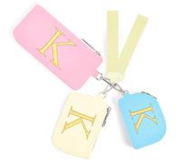 Mini Zip Around Keychain Wristlet Wallets for Women and Girls: Three Coin Purses with 2 Straps - Best Gifts for Birthdays, Christmas, Wedding Parties, Valentine's Day, New Year, Blue&Pink&Cream, K