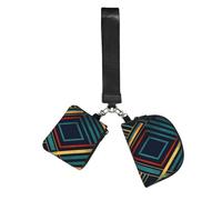 Mini Zip Around Wristlet Wallet Detachable Dual Pouch Coin Purse Pocket | Abstract Geometric Striped Wrist Pouch Unisex, Waterproof Portable, Lightweight Outdoor Sports Running Wrist Bag
