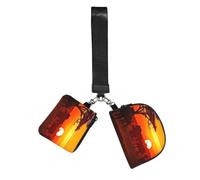Mini Zip Around Wristlet Wallet Detachable Dual Pouch Coin Purse Pocket | African Animal Sunset Wrist Pouch Unisex, Waterproof Portable, Lightweight Outdoor Sports Running Wrist Bag