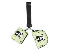 Mini Zip Around Wristlet Wallet Detachable Dual Pouch Coin Purse Pocket | Cute Panda Star Wrist Pouch Unisex, Waterproof Portable, Lightweight Outdoor Sports Running Wrist Bag