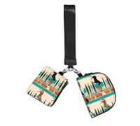 Mini Zip Around Wristlet Wallet Detachable Dual Pouch Coin Purse Pocket | Horse Stripes Pattern Wrist Pouch Unisex, Waterproof Portable, Lightweight Outdoor Sports Running Wrist Bag