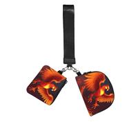 Mini Zip Around Wristlet Wallet Detachable Dual Pouch Coin Purse Pocket | Orange Red Phoenix Wrist Pouch Unisex, Waterproof Portable, Lightweight Outdoor Sports Running Wrist Bag