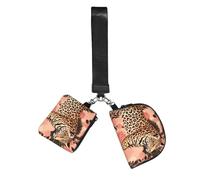 Mini Zip Around Wristlet Wallet Detachable Dual Pouch Coin Purse Pocket | Striped Leopard Wrist Pouch Unisex, Waterproof Portable, Lightweight Outdoor Sports Running Wrist Bag