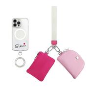 Mini Zip Around Wristlet Wallet for Women, Key Ring and Tether Tab for Cell Phone,Detachable Dual Pouch Wristlet Portable Coin Purse, Purse Mini Coin Pocket for Women Men, Rose+Pink, Fashion