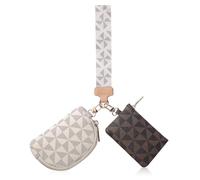 Mini Zip Around Wristlet Wallets for Women Portable Coin Purse Detachable Dual Pouch Keychain Wallet Small Wallets, Windmill, Keychain Wallet