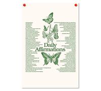 MINI ZOZI Daily Affirmation Wall Decor Canvas Art Aesthetic 16X24 Trendy Funky Retro Vintage Indie Sage Green Butterfly Y2K Indie Earthy Bedroom Large Posters Affirmations Quotes Photo Print Cute Room