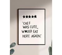 MINI ZOZI Kitchen Wall Art Decor 12X16 Canvas Trendy Large Chef Was Cute Would Eat Here Again Poster Prints Food Quotes Heart Decoration Aesthetic Dorm Room Walls Print Big Posters Black