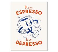 MINI ZOZI Retro Coffee Wall Art More Espresso Less Depresso Poster Room Decor Canvas Pictures Latte 12x16 Pop Girls Funky Funny Dorm Walls Posters Decoration Kids Girls Boys Unframed