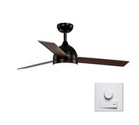 Mini42/ 107 cm Wood Ceiling Fan Scrub Opal Glass Shade with 3 X Mahogany Blade - Remote Control,White-107cm